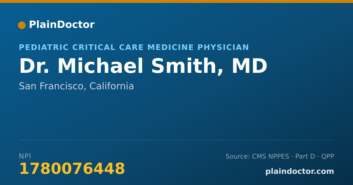 Shareable card for Michael Smith, MD - Pediatrics Physician, San Francisco, CA