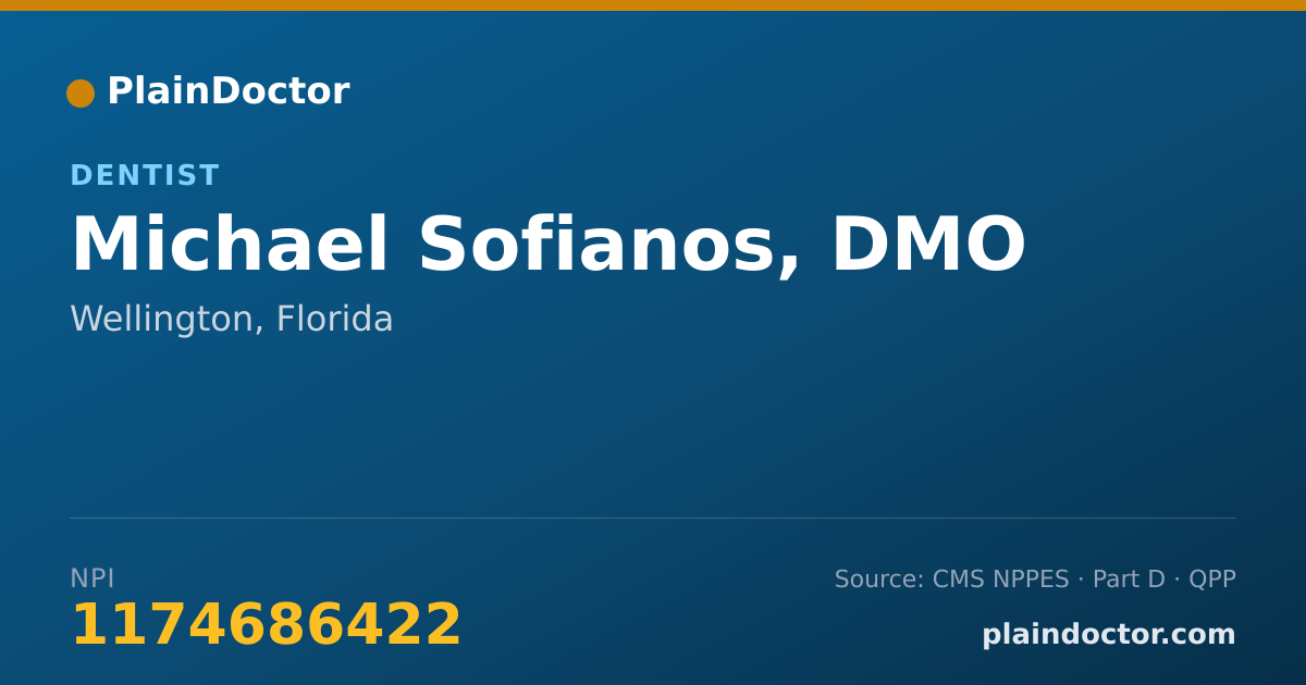 Shareable card for Michael Sofianos, DMO - Dentist, Wellington, FL
