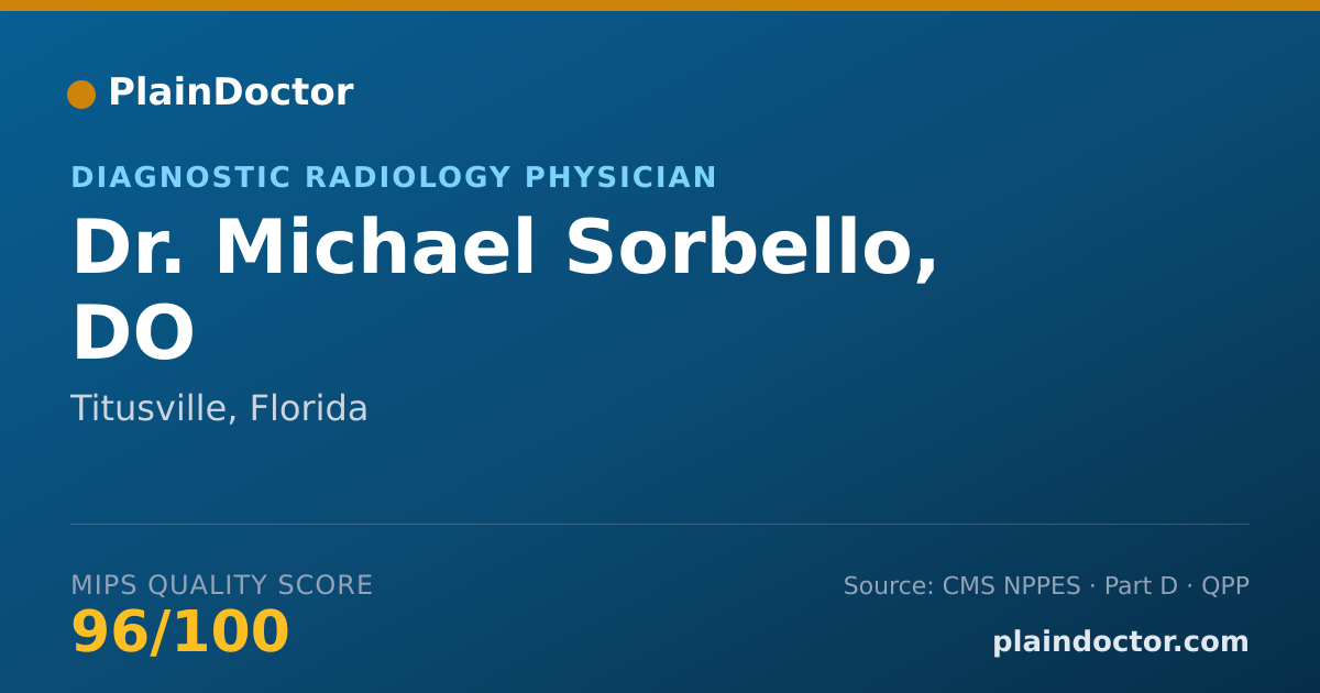 Shareable card for Michael Sorbello, DO - Diagnostic Radiology Physician, Titusville, FL