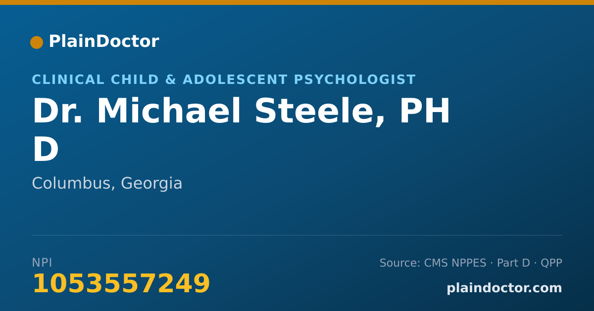 Shareable card for Michael Steele, PH D - Clinical Child & Adolescent Psychologist, Columbus, GA