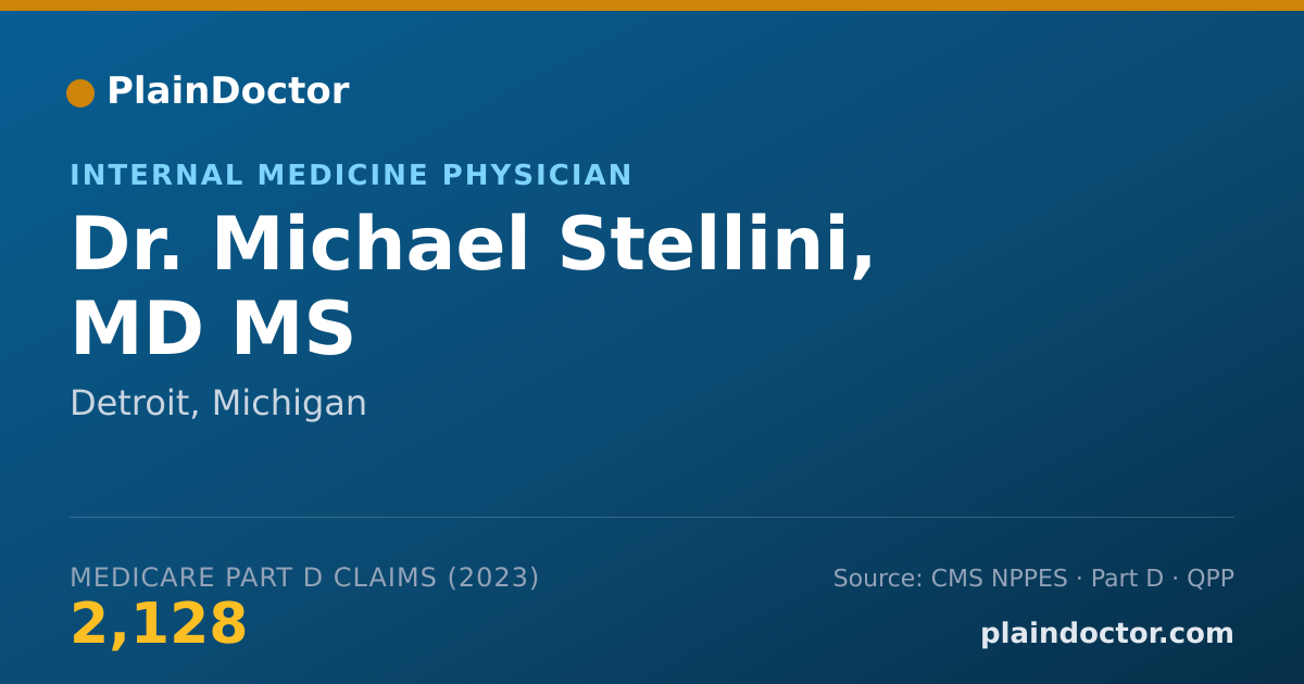 Shareable card for Michael Stellini, MD MS - Internal Medicine Physician, Detroit, MI
