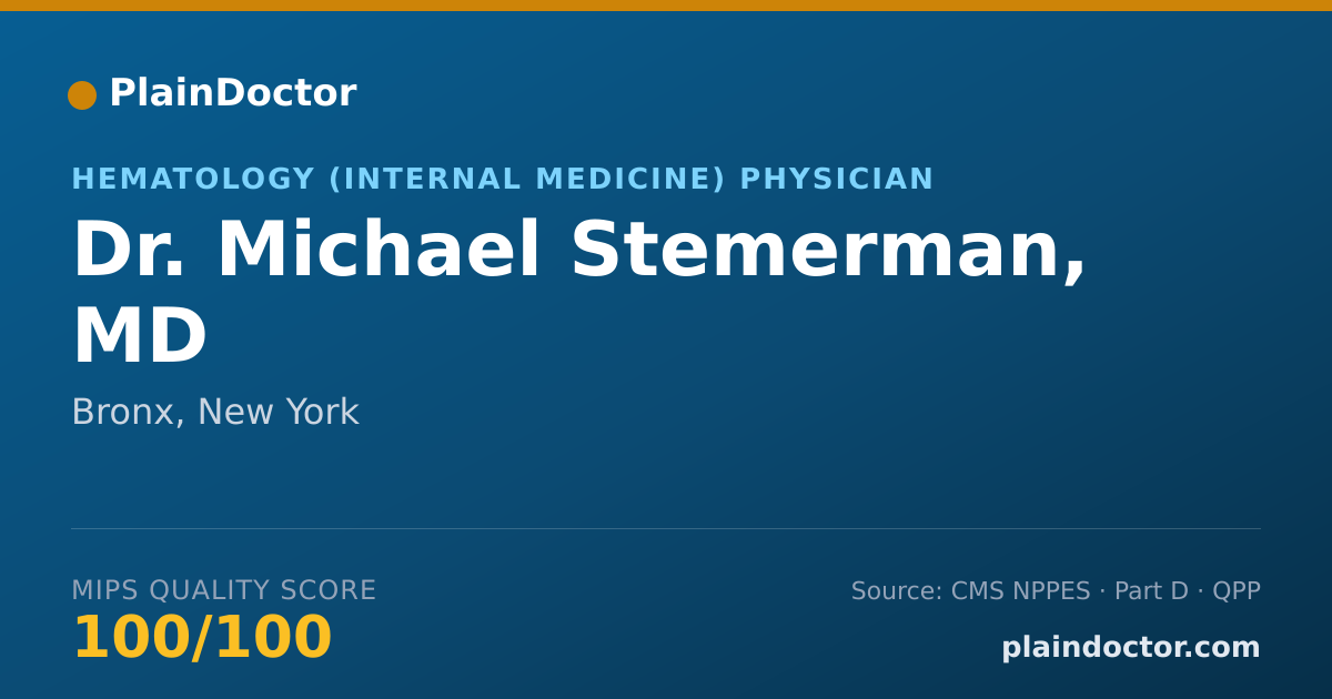 Shareable card for Michael Stemerman, MD - Hematology (Internal Medicine) Physician, Bronx, NY
