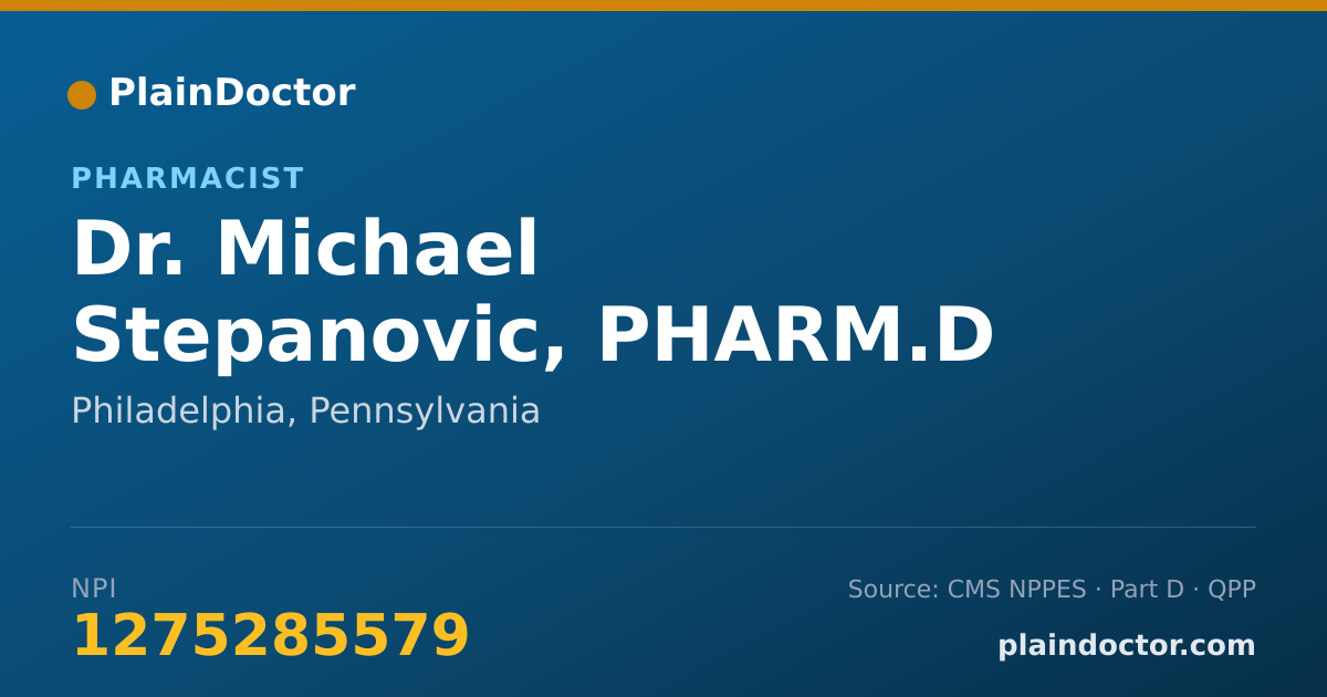 Shareable card for Michael Stepanovic, PHARM.D - Pharmacist, Philadelphia, PA
