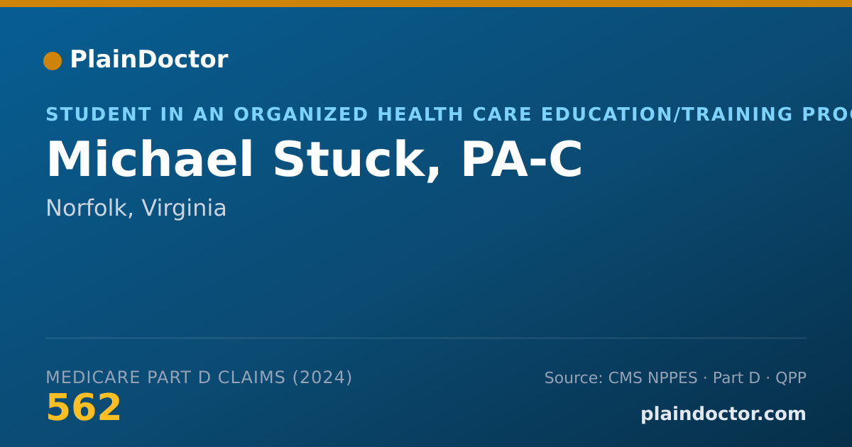 Shareable card for Michael Stuck, PA-C - Student in an Organized Health Care Education/Training Program, Norfolk, VA