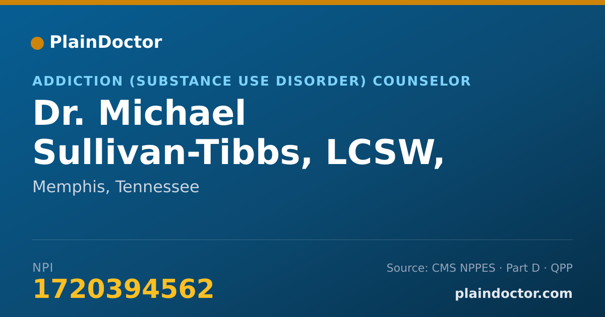 Shareable card for Michael Sullivan-Tibbs, LCSW, LCAC - Addiction (Substance Use Disorder) Counselor, Memphis, TN