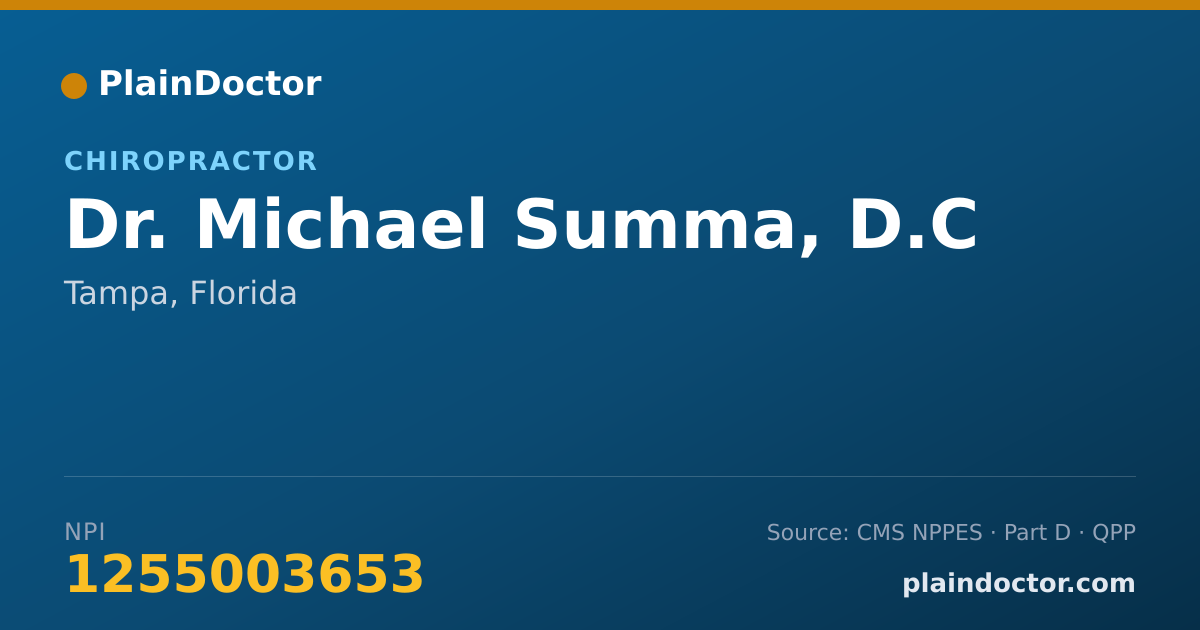 Shareable card for Michael Summa, D.C - Chiropractor, Tampa, FL