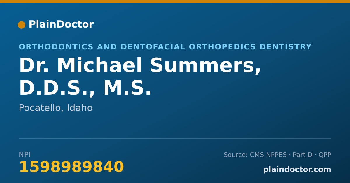 Shareable card for Michael Summers, D.D.S., M.S. - Orthodontics and Dentofacial Orthopedics Dentistry, Pocatello, ID