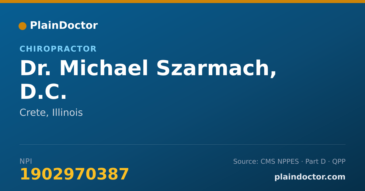 Shareable card for Michael Szarmach, D.C. - Chiropractor, Crete, IL