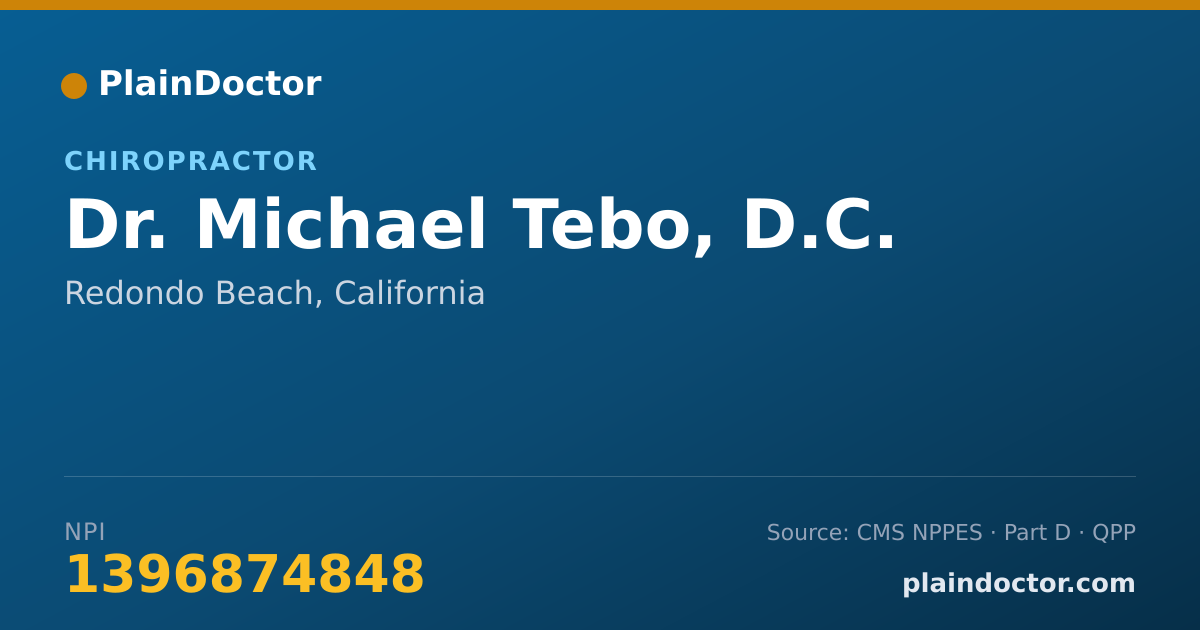 Shareable card for Michael Tebo, D.C. - Chiropractor, Redondo Beach, CA