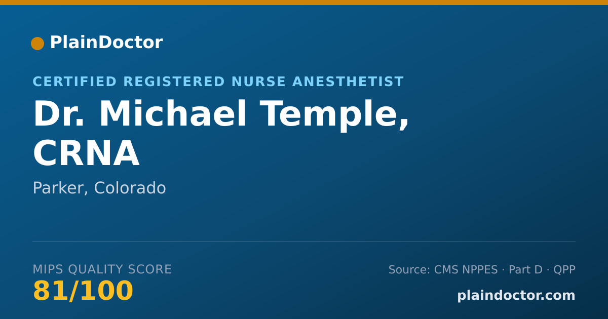 Shareable card for Michael Temple, CRNA - Certified Registered Nurse Anesthetist, Parker, CO