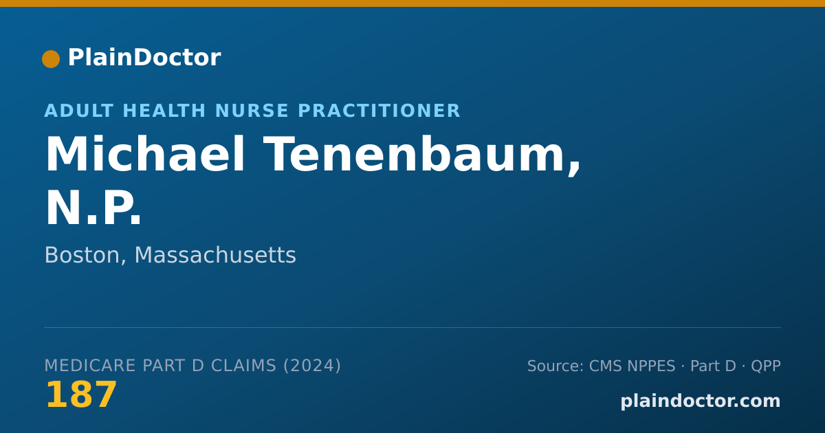 Shareable card for Michael Tenenbaum, N.P. - Adult Health Nurse Practitioner, Boston, MA