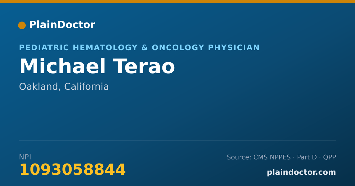 Shareable card for Michael Terao - Pediatric Hematology & Oncology Physician, Oakland, CA
