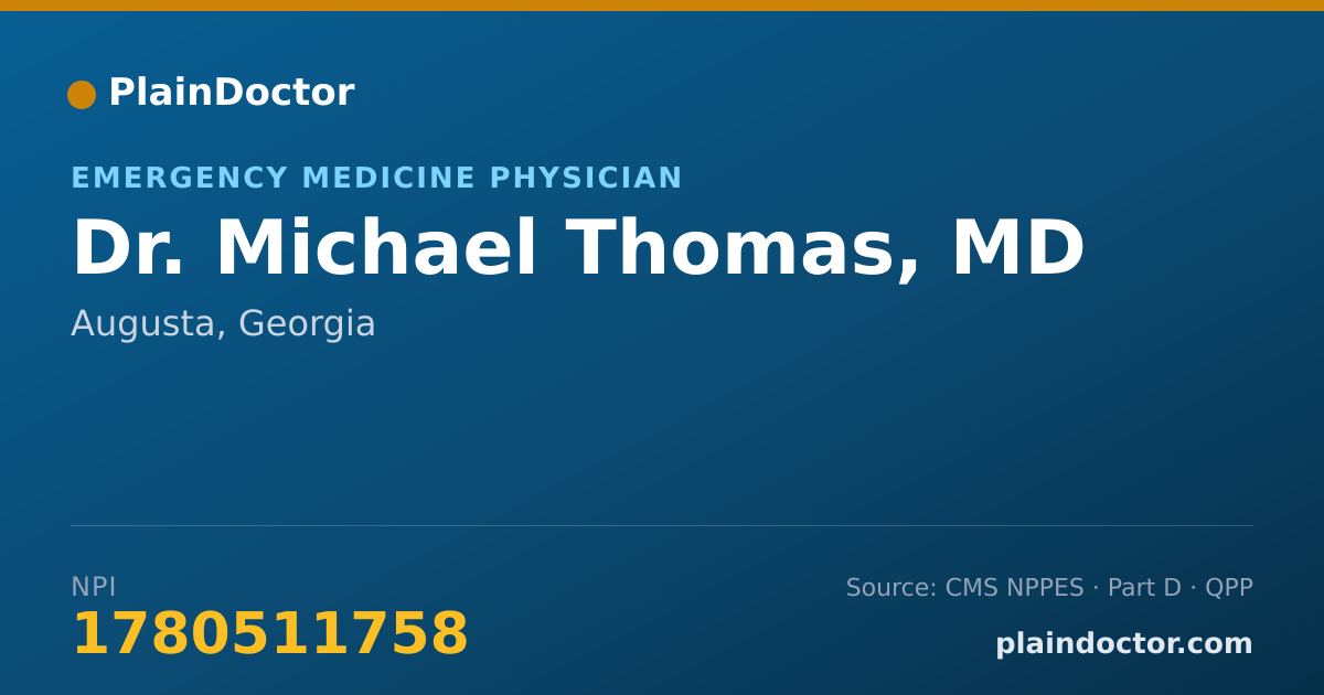 Shareable card for Michael Thomas, MD - Emergency Medicine Physician, Augusta, GA