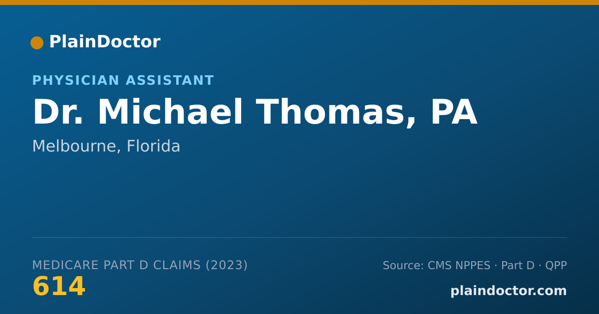 Shareable card for Michael Thomas, PA - Physician Assistant, Melbourne, FL