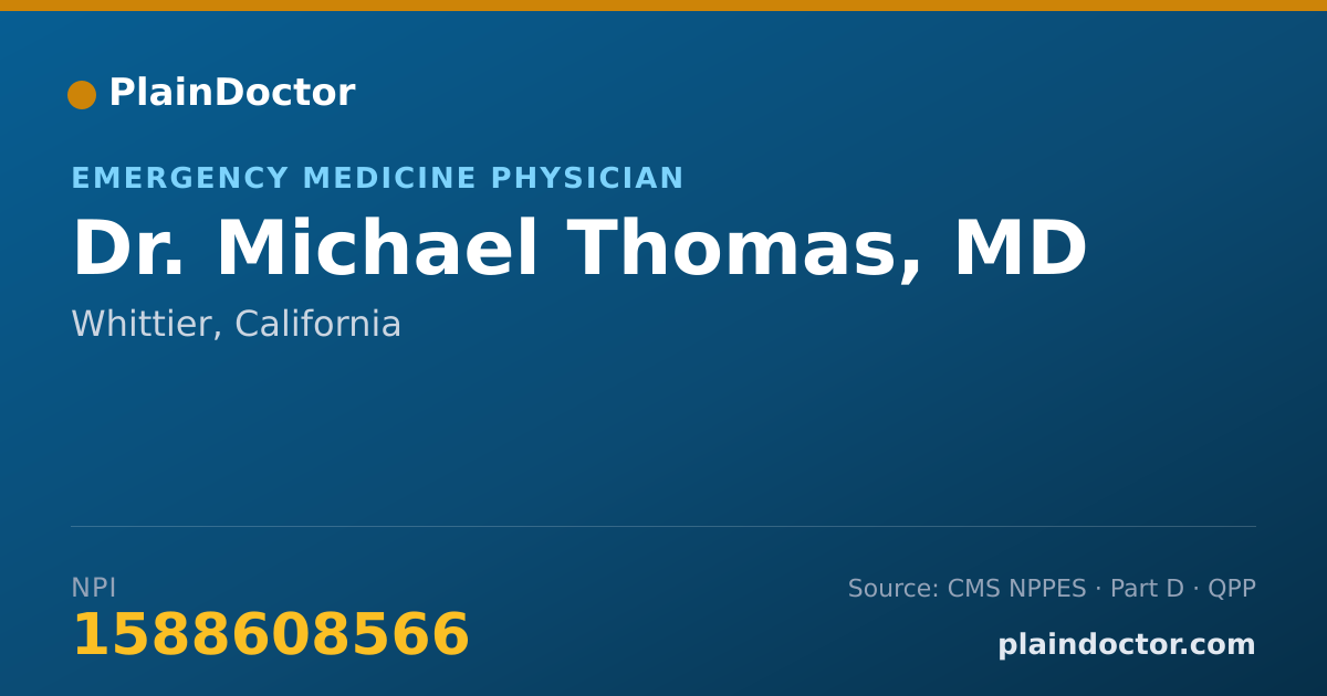 Shareable card for Michael Thomas, MD - Emergency Medicine Physician, Whittier, CA