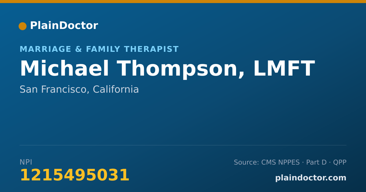 Shareable card for Michael Thompson, LMFT - Marriage & Family Therapist, San Francisco, CA