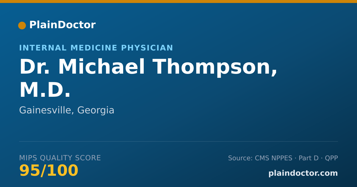 Shareable card for Michael Thompson, M.D. - Internal Medicine Physician, Gainesville, GA