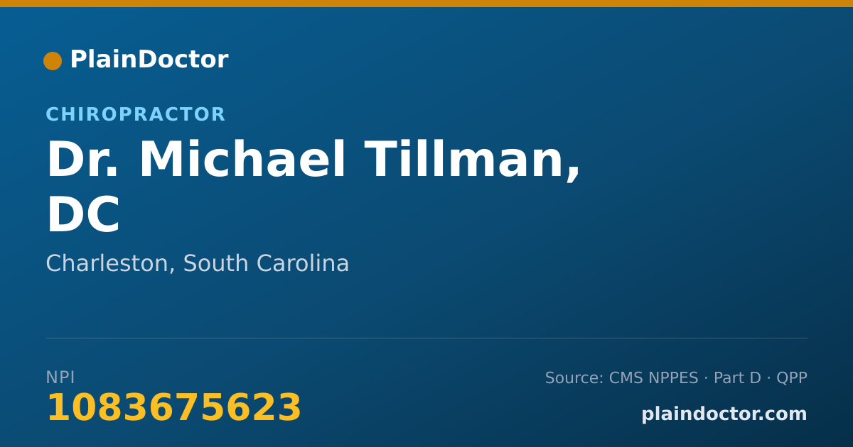 Shareable card for Michael Tillman, DC - Chiropractor, Charleston, SC