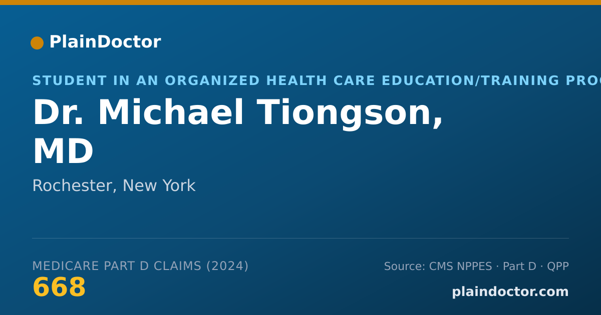 Shareable card for Michael Tiongson, MD - Student in an Organized Health Care Education/Training Program, Rochester, NY