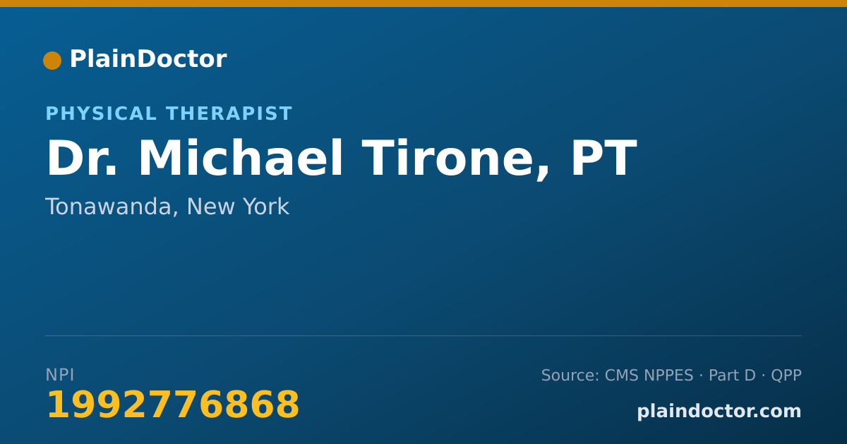 Shareable card for Michael Tirone, PT - Physical Therapist, Tonawanda, NY