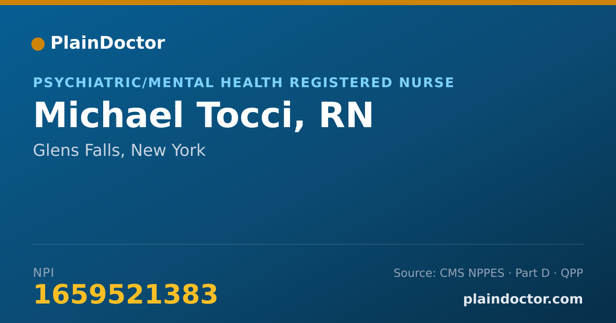 Shareable card for Michael Tocci, RN - Psychiatric/Mental Health Registered Nurse, Glens Falls, NY