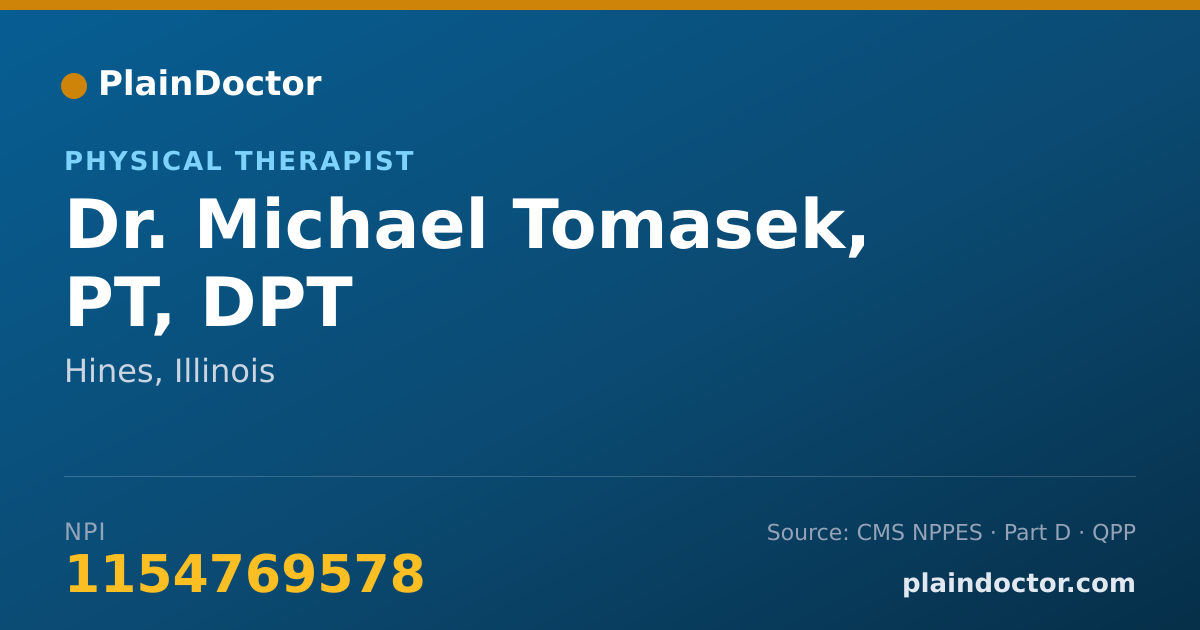 Shareable card for Michael Tomasek, PT, DPT - Physical Therapist, Hines, IL