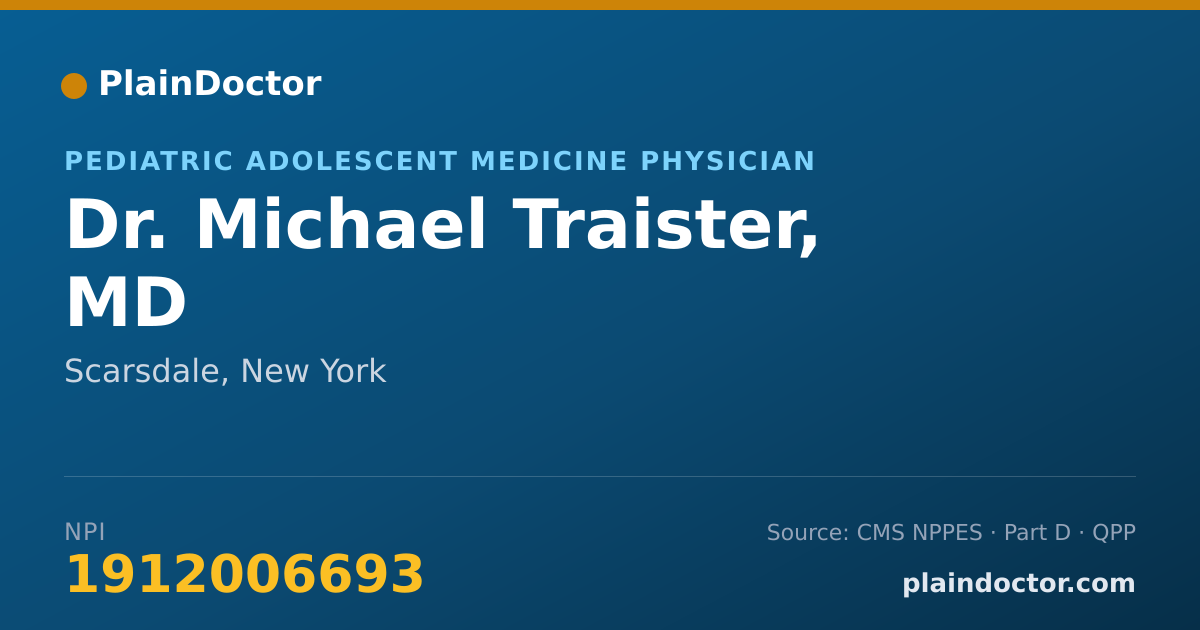 Shareable card for Michael Traister, MD - Pediatric Adolescent Medicine Physician, Scarsdale, NY
