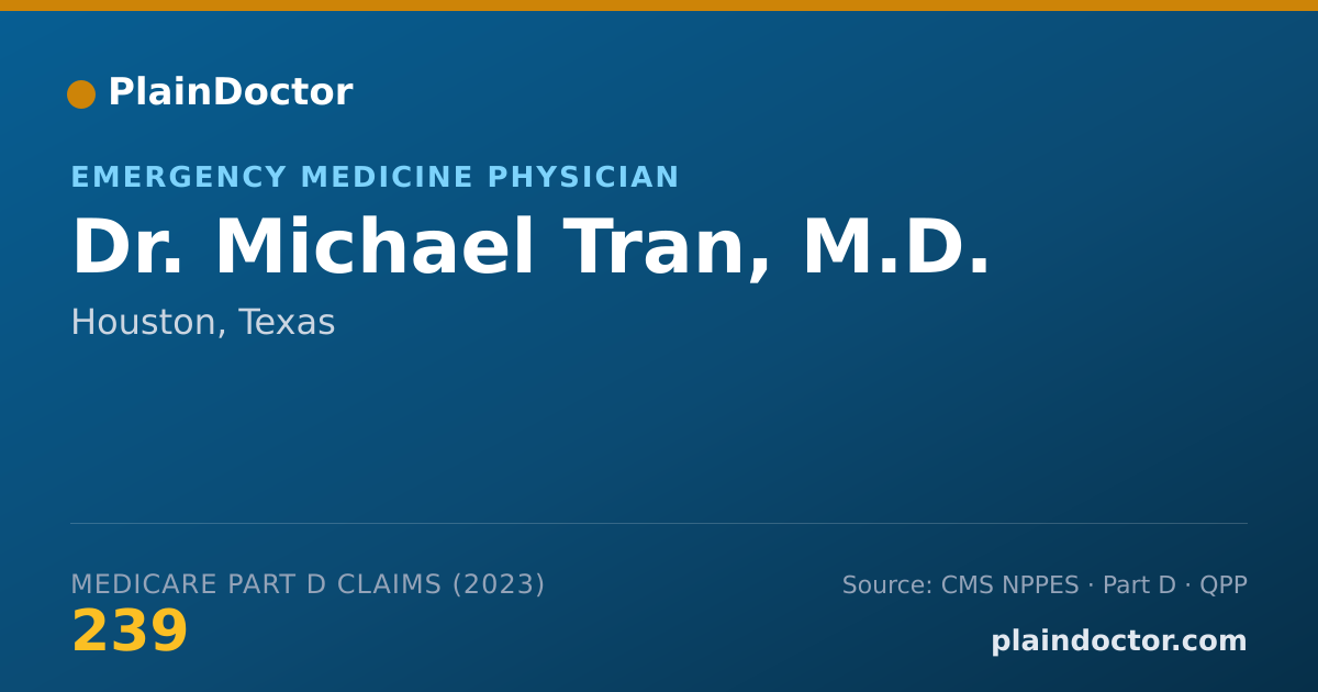 Shareable card for Michael Tran, M.D. - Emergency Medicine Physician, Houston, TX