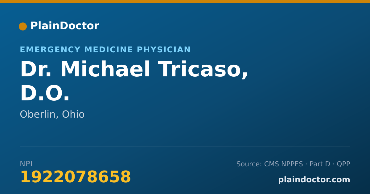 Shareable card for Michael Tricaso, D.O. - Emergency Medicine Physician, Oberlin, OH