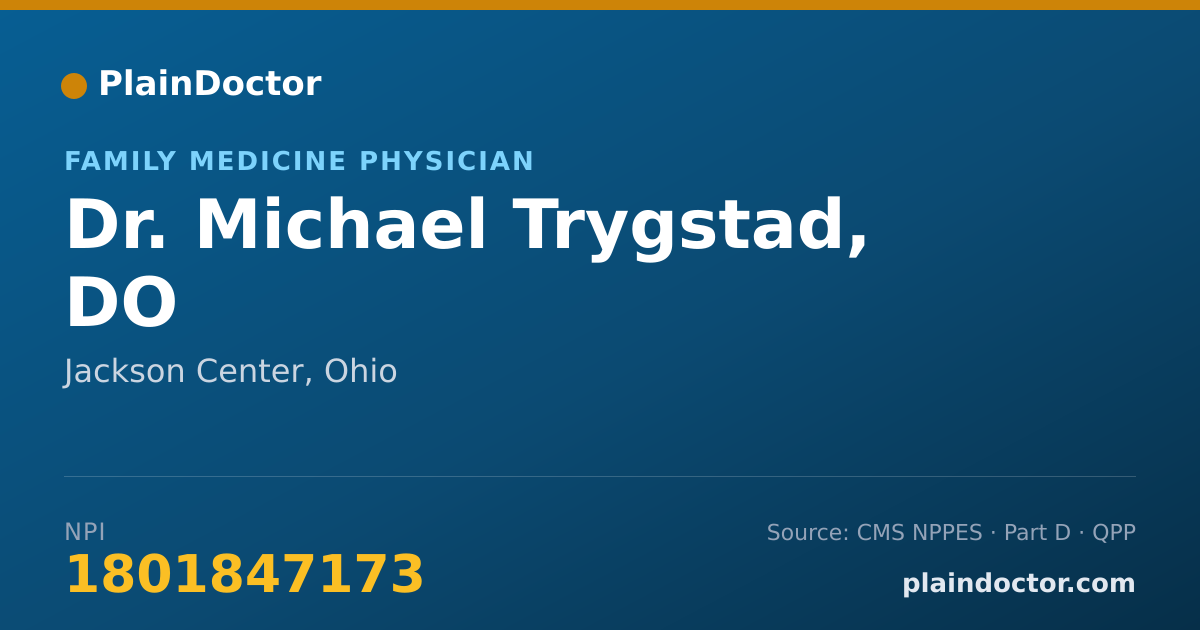 Shareable card for Michael Trygstad, DO - Family Medicine Physician, Jackson Center, OH