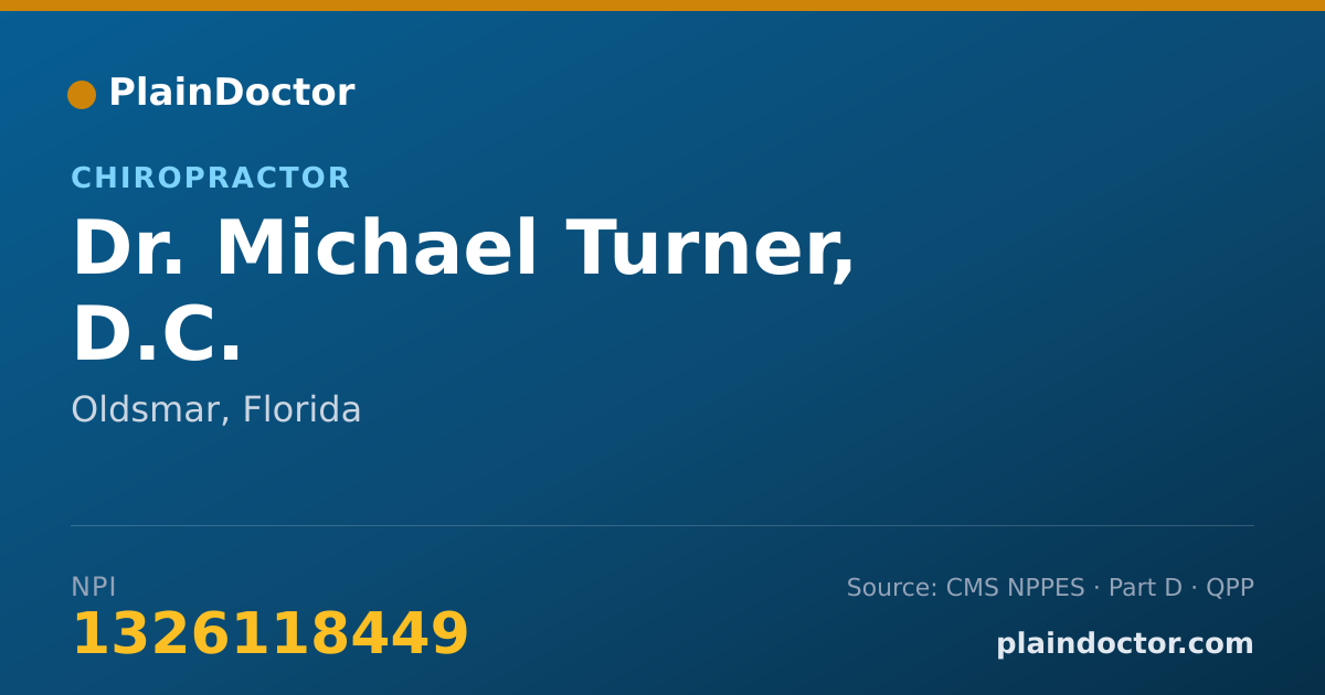 Shareable card for Michael Turner, D.C. - Chiropractor, Oldsmar, FL