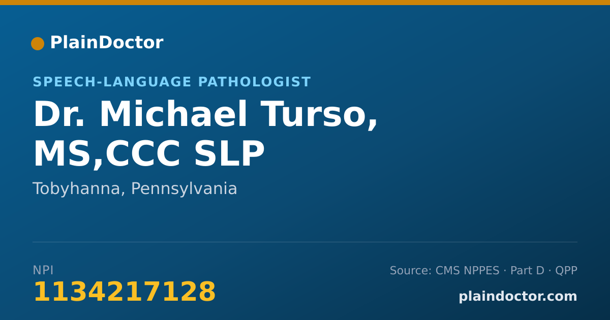 Shareable card for Michael Turso, MS,CCC SLP - Speech-Language Pathologist, Tobyhanna, PA