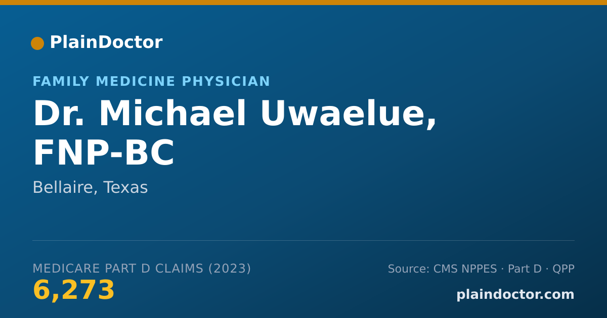 Shareable card for Michael Uwaelue, FNP-BC - Family Medicine Physician, Bellaire, TX