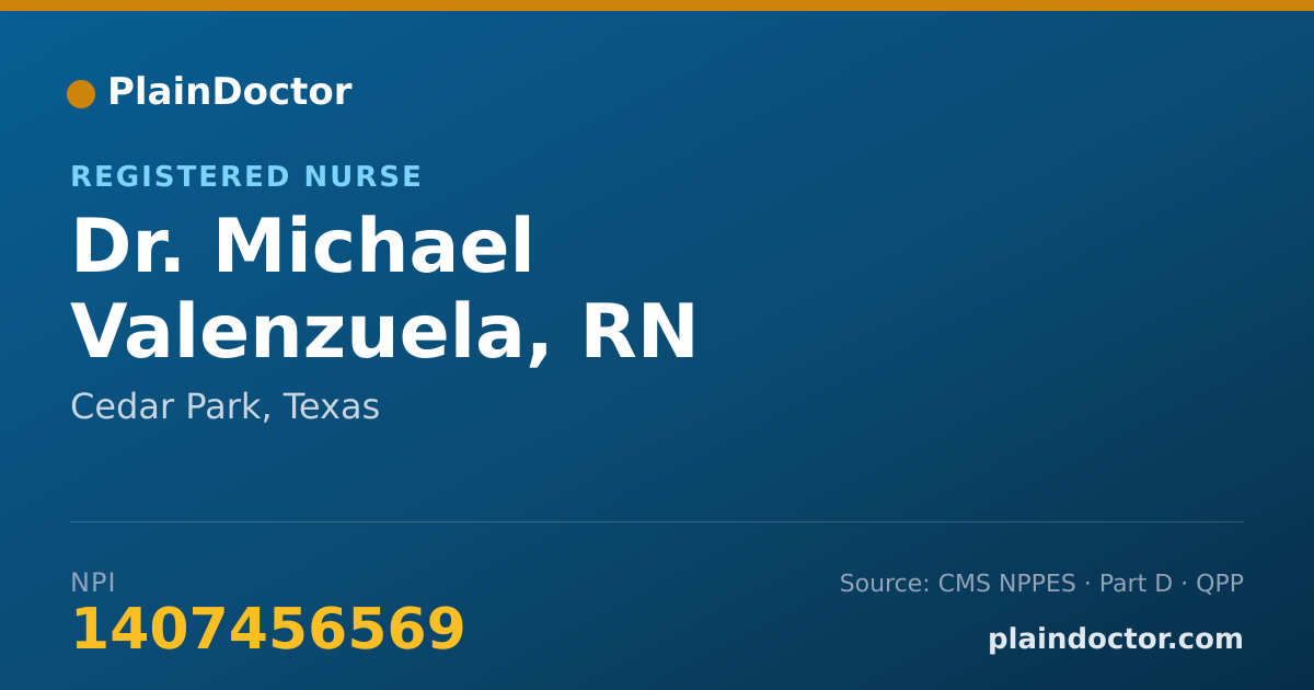 Shareable card for Michael Valenzuela, RN - Registered Nurse, Cedar Park, TX