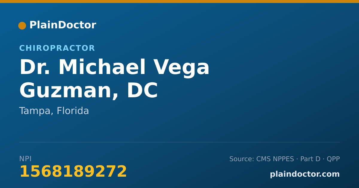 Shareable card for Michael Vega Guzman, DC - Chiropractor, Tampa, FL