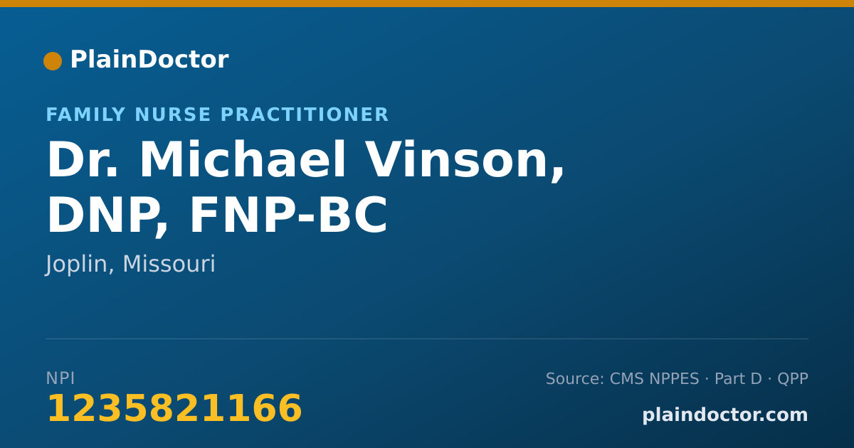 Shareable card for Michael Vinson, DNP, FNP-BC - Family Nurse Practitioner, Joplin, MO