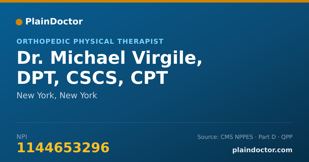 Shareable card for Michael Virgile, DPT, CSCS, CPT - Orthopedic Physical Therapist, New York, NY