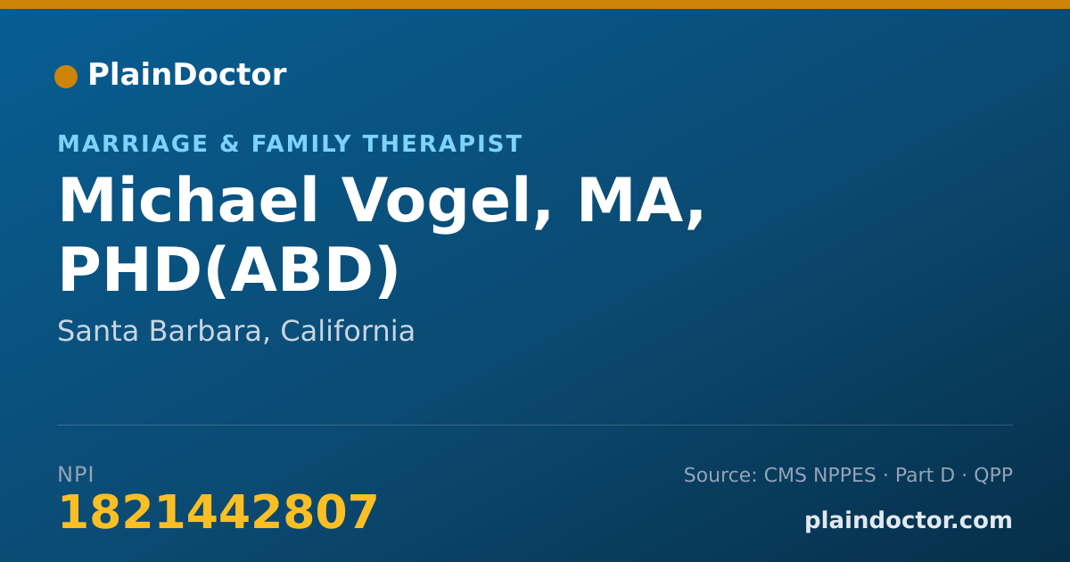 Shareable card for Michael Vogel, MA, PHD(ABD) - Marriage & Family Therapist, Santa Barbara, CA