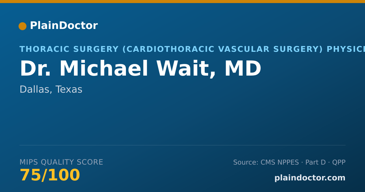 Shareable card for Michael Wait, MD - Thoracic Surgery (Cardiothoracic Vascular Surgery) Physician, Dallas, TX