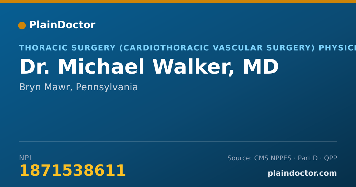 Shareable card for Michael Walker, MD - Thoracic Surgery (Cardiothoracic Vascular Surgery) Physician, Bryn Mawr, PA
