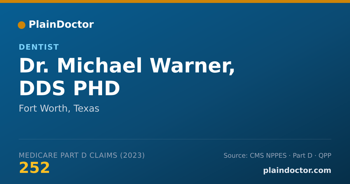 Shareable card for Michael Warner, DDS PHD - Dentist, Fort Worth, TX