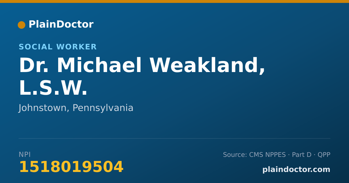 Shareable card for Michael Weakland, L.S.W. - Social Worker, Johnstown, PA