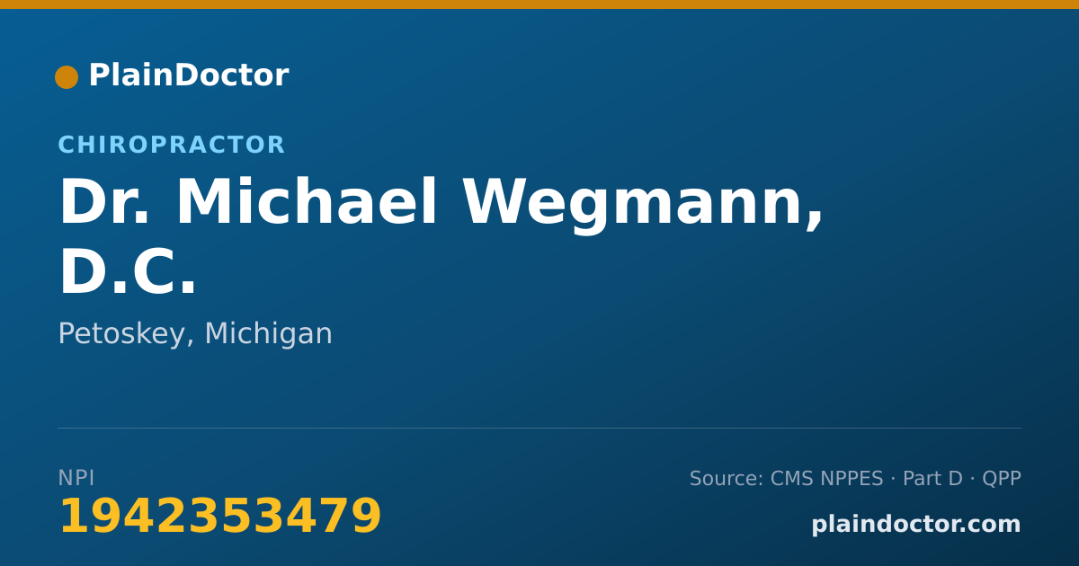 Shareable card for Michael Wegmann, D.C. - Chiropractor, Petoskey, MI