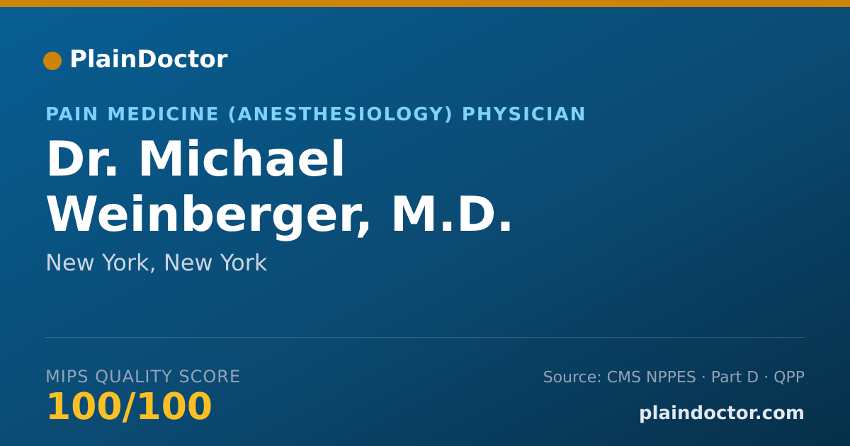 Shareable card for Michael Weinberger, M.D. - Pain Medicine (Anesthesiology) Physician, New York, NY