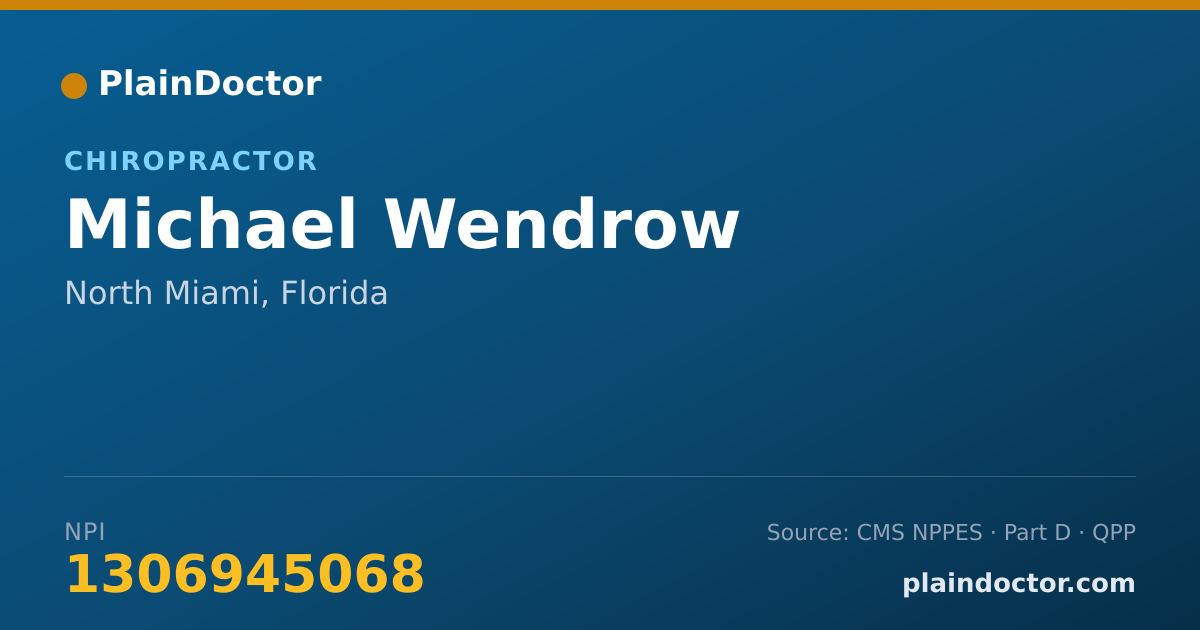 Shareable card for Michael Wendrow - Chiropractor, North Miami, FL