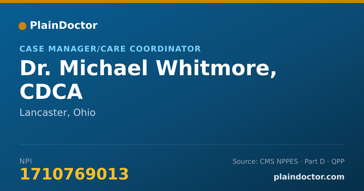 Shareable card for Michael Whitmore, CDCA - Case Manager/Care Coordinator, Lancaster, OH