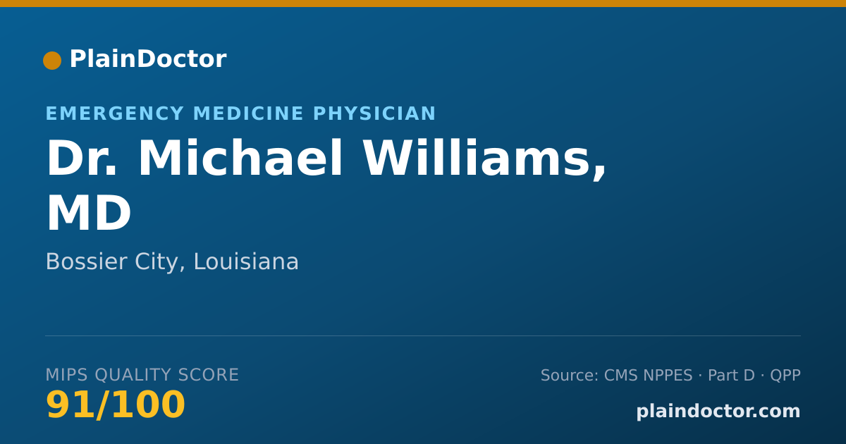 Shareable card for Michael Williams, MD - Emergency Medicine Physician, Bossier City, LA
