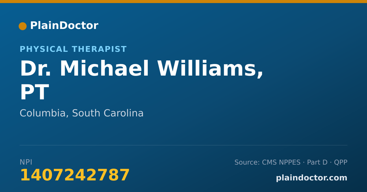 Shareable card for Michael Williams, PT - Physical Therapist, Columbia, SC