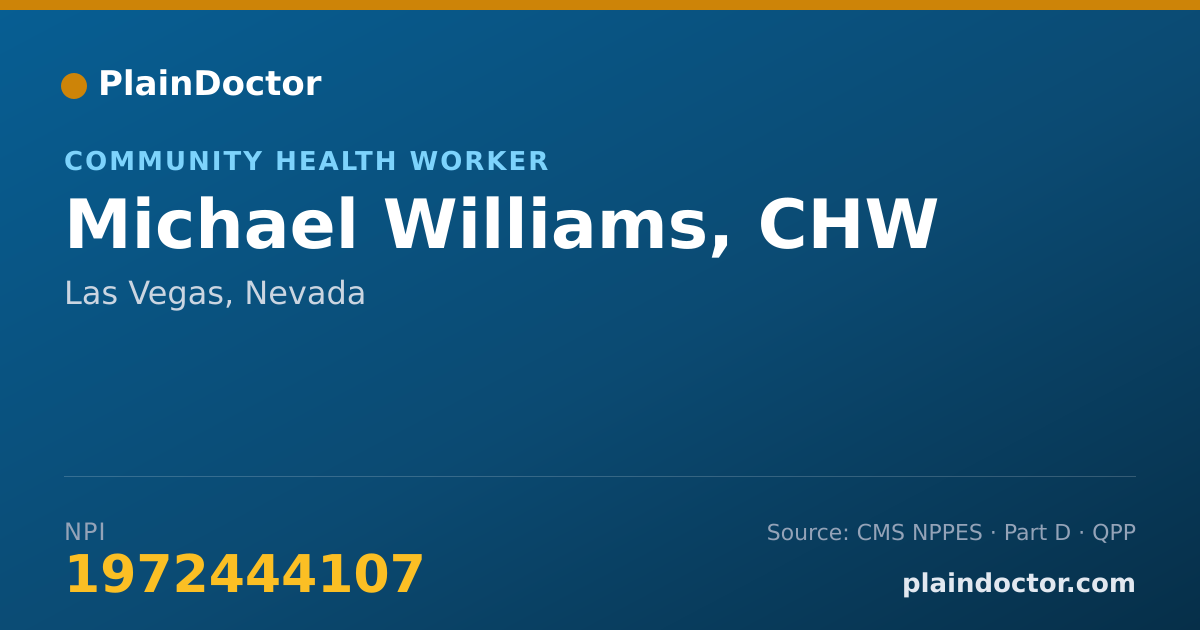Shareable card for Michael Williams, CHW - Community Health Worker, Las Vegas, NV