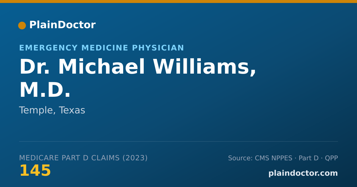 Shareable card for Michael Williams, M.D. - Emergency Medicine Physician, Temple, TX